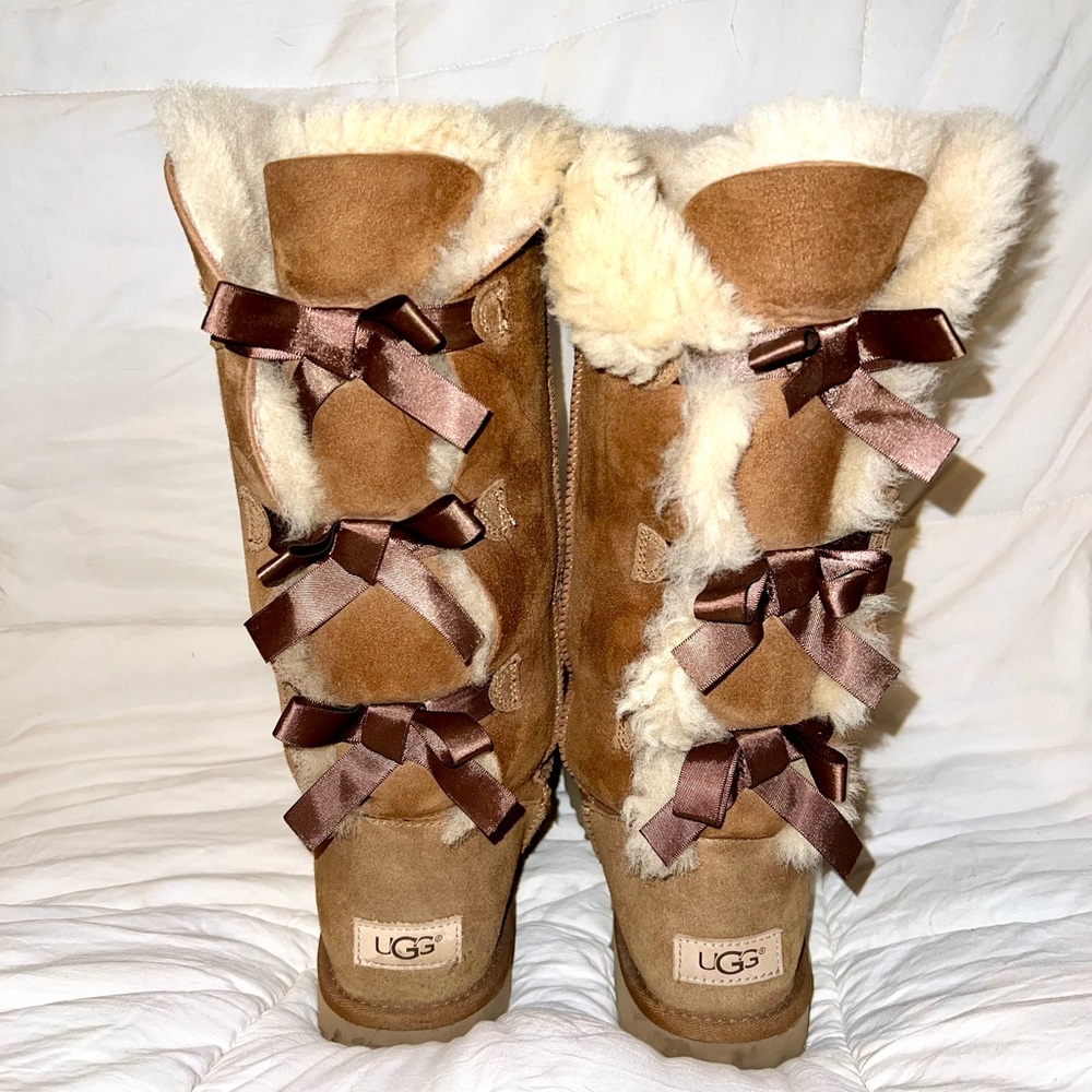 UGG BAILEY BOW II TALL CHESTNUT BOOTS - WOMEN'S